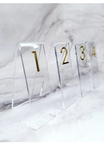 Номер на стол прозрачный с золотой цифрой (арт.n40) 2024